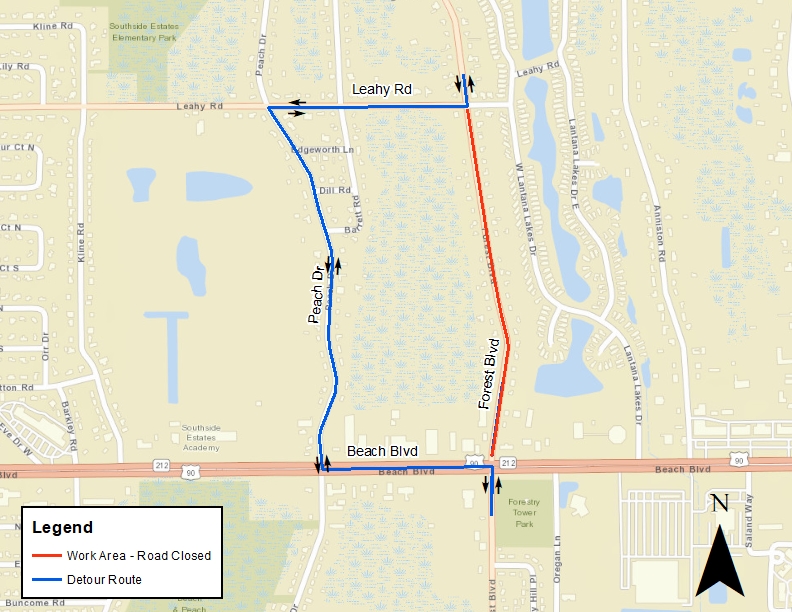 Forest Boulevard Overnight Detour Map